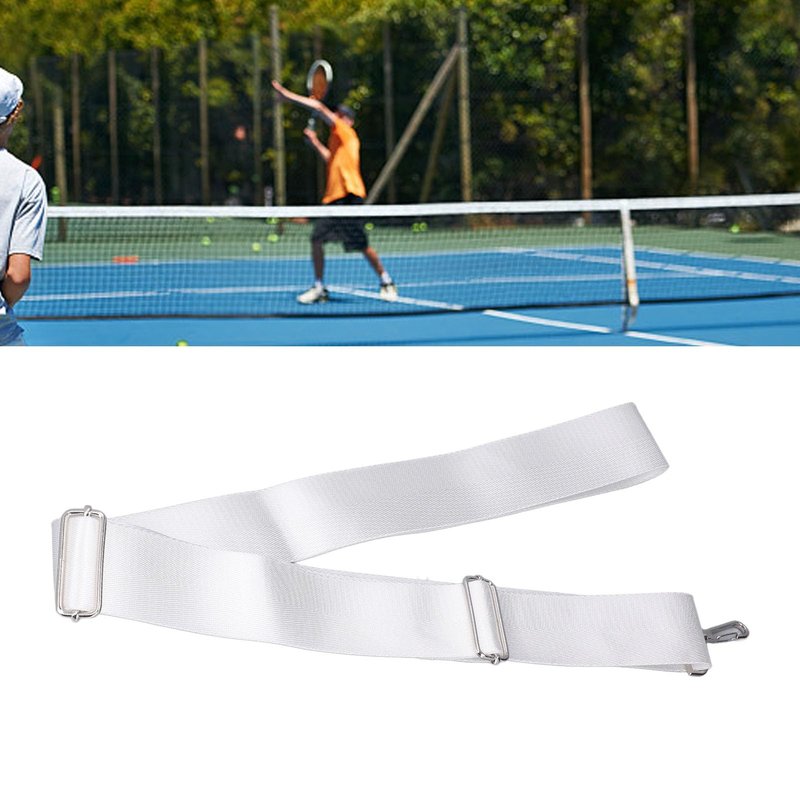 Tennis Net Center Strap, Adjustable Height Tennis Net Straps Stainless Steel Buckle White for Tennis Equipment