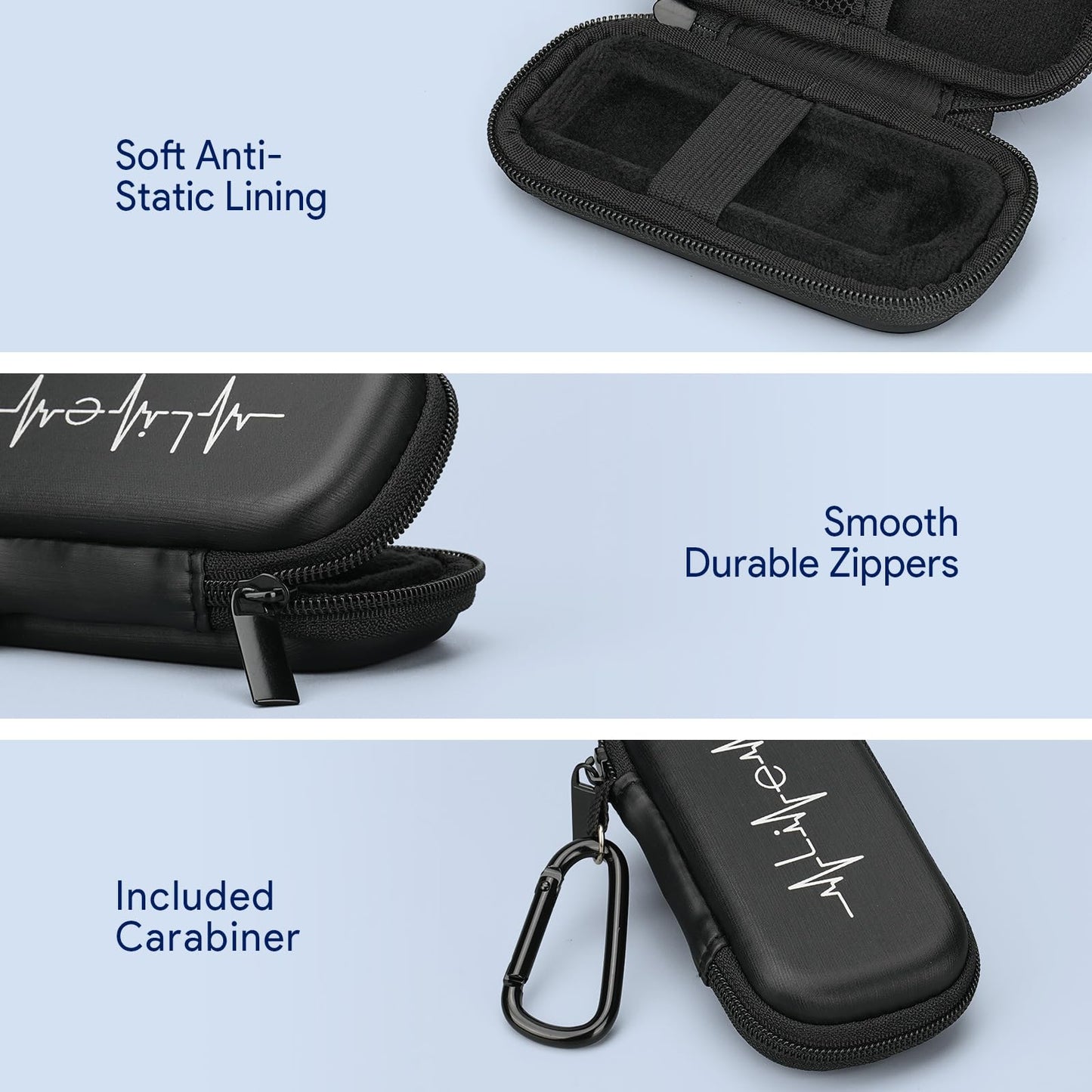 YINKE Case for AliveCor Kardia Mobile Heart Monitor EKG/Wireless 6-Lead EKG, Travel Case Protective Cover Storage Bag (Black)