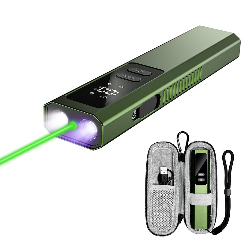 Nexarion EDC Flat Flashlight with Green Beam, UV and White LED Combo, Rechargeable Portable Flash Light with Magnetic Base & Clip, High Lumens for Working, Emergency, Camping, Everyday Carry（Green）