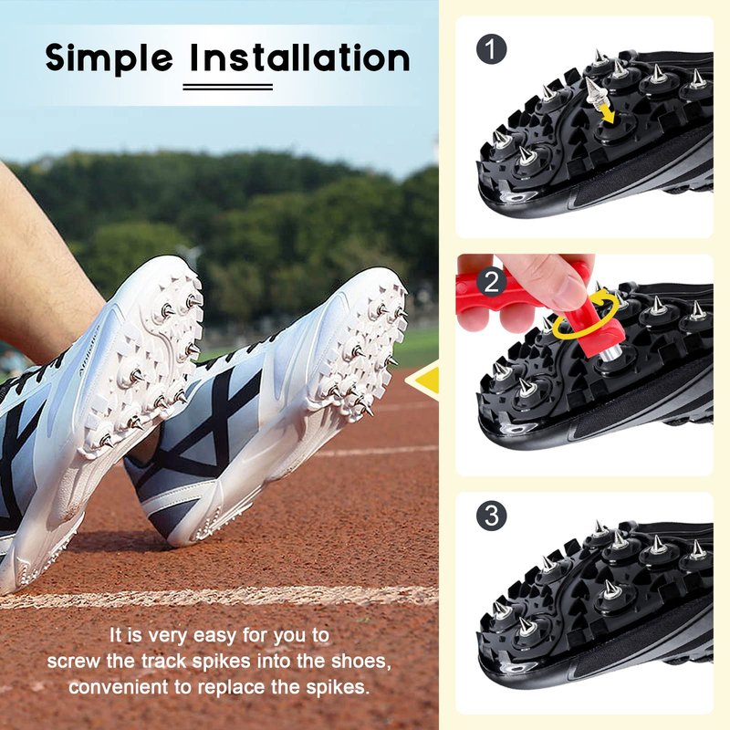 Mardatt 121 Pcs 1/4” and 1/2” Stainless Steel Track and Cross Country Spikes with Spike Wrench, Track Spikes Replacement for Sprint Sports High Jumping Running Shoes