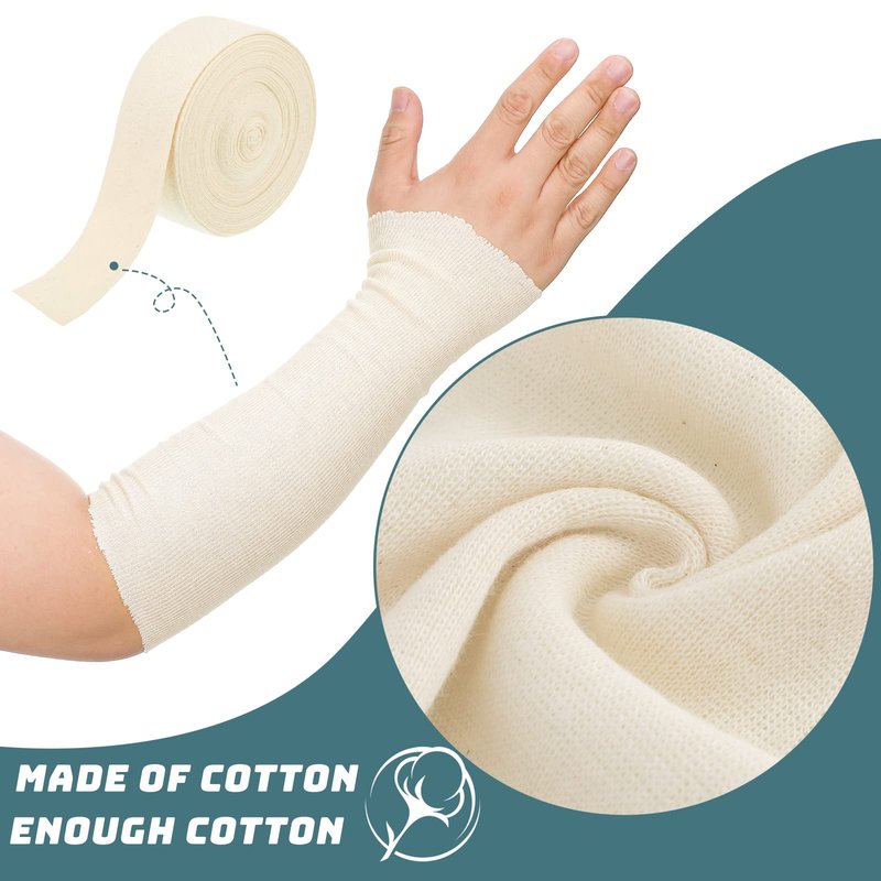 Preboun 2 Rolls Cotton Stockinette Tubular Bandage 11 Yard Comfortable Arm Stockinette Tubing Reusable Elastic Bandage Sleeve for Ankles and Elbows(2 Inch)