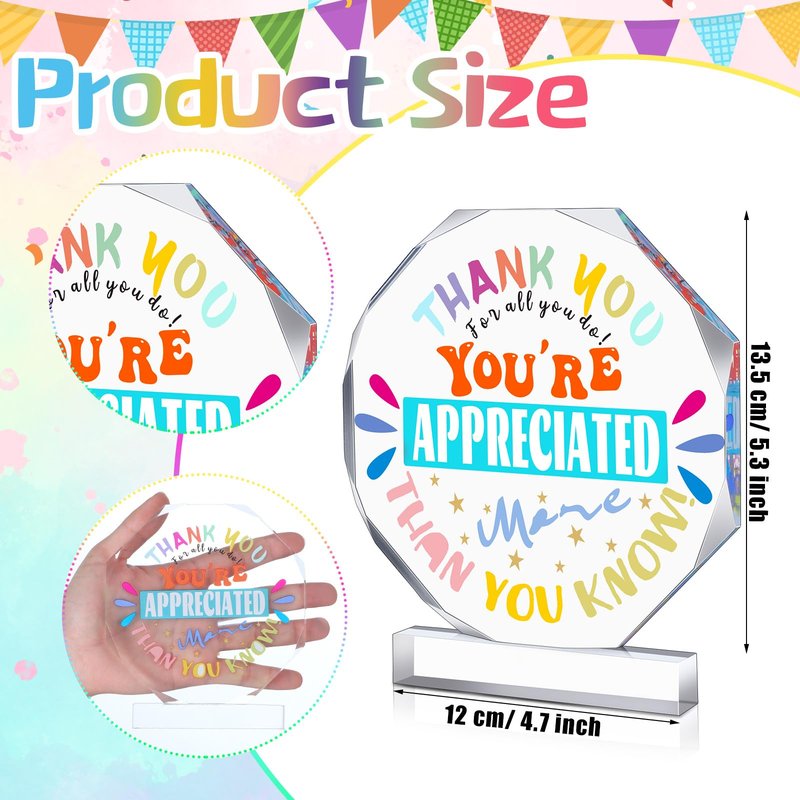 Menkxi 6 Pcs Appreciation Acrylic Award 4.72" x 5.31" Large Appreciation Trophy Employee Trophies Award Graduation Party Gifts for Employees Coworkers Team End of Year Gifts