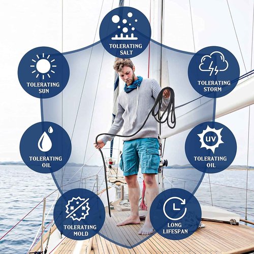 GREENEVER Double Braided Dock Lines (3/8"× 15 ft,4Counts) 5800 lbs Breaking Strength - Boat Lines & Ropes with 12" Eyelet - 24 Strands Premium Mooring Lines - Boat Accessories