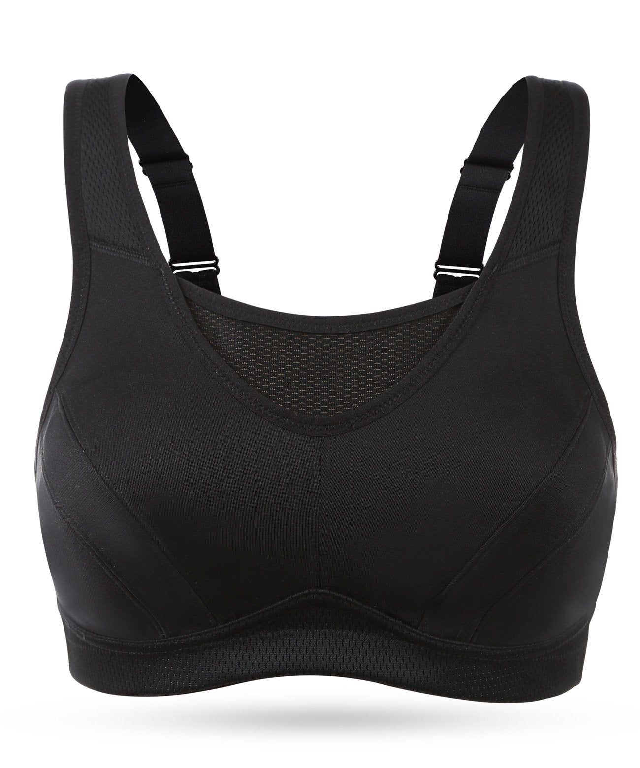 Wingslove Women's Full Coverage High Impact Wirefree Workout Non Padded Sports Bra Bounce Control (Black,38DD)