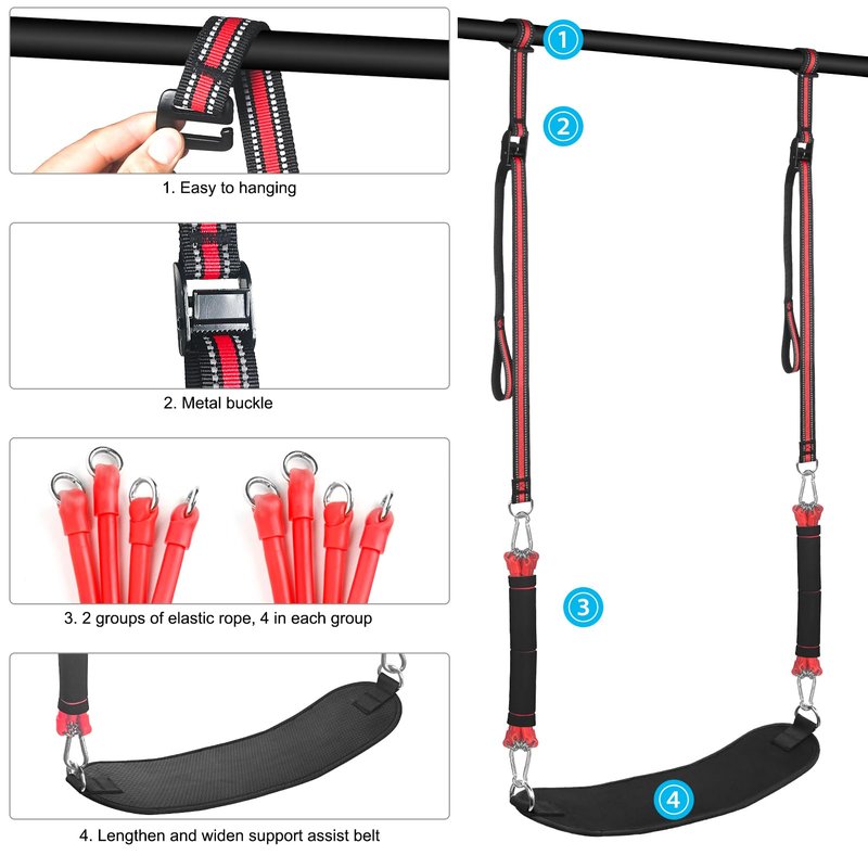Pull Up Assistance Band with Fabric Feet/Knee Rest, Pull up Assist Bands Pull-up Exercise Band for Chin-up Workout, Body Stretching (Two feet 400lbs)