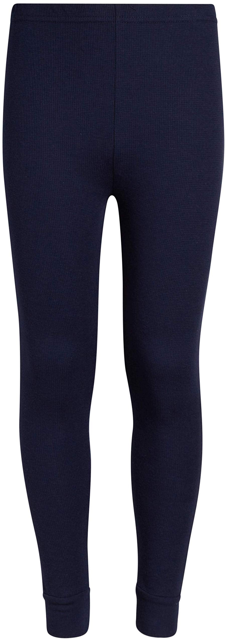 Arctic Hero Boys' Thermal Underwear - 4 Piece Waffle Knit Top and Long John Set (Size: 2-18), Size 12-14, Navy/Charcoal