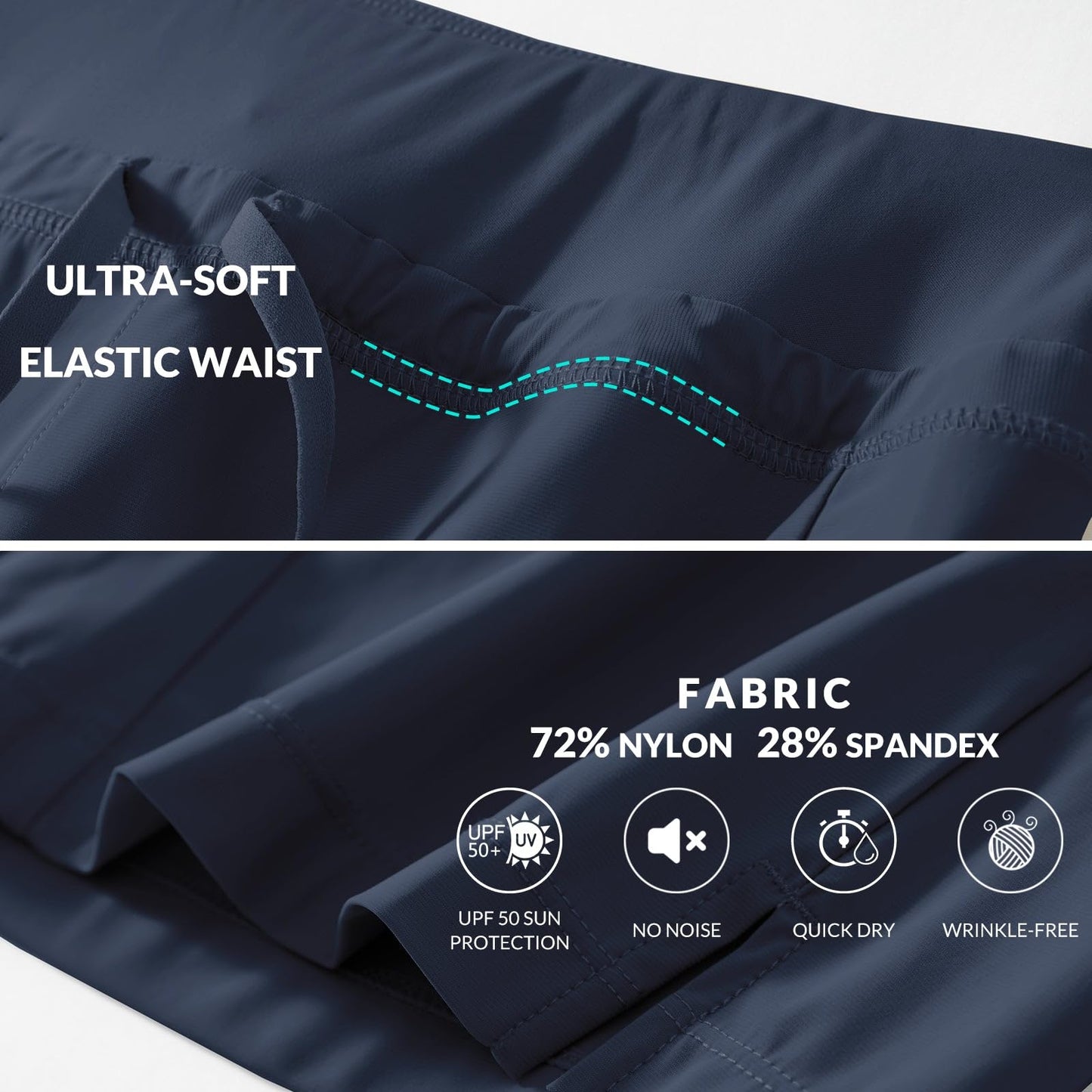 baleaf Women Hiking Long Shorts Bermuda Quick Dry Pockets Navy Blue S