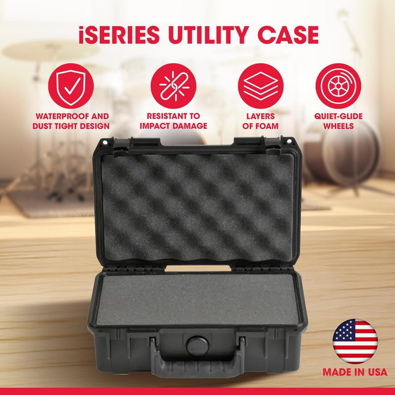 SKB iSeries 1006-3 Waterproof Compact Hard Case, Polypropylene Shell with Cubed Foam and Durable Latches for Travel Storage, Black
