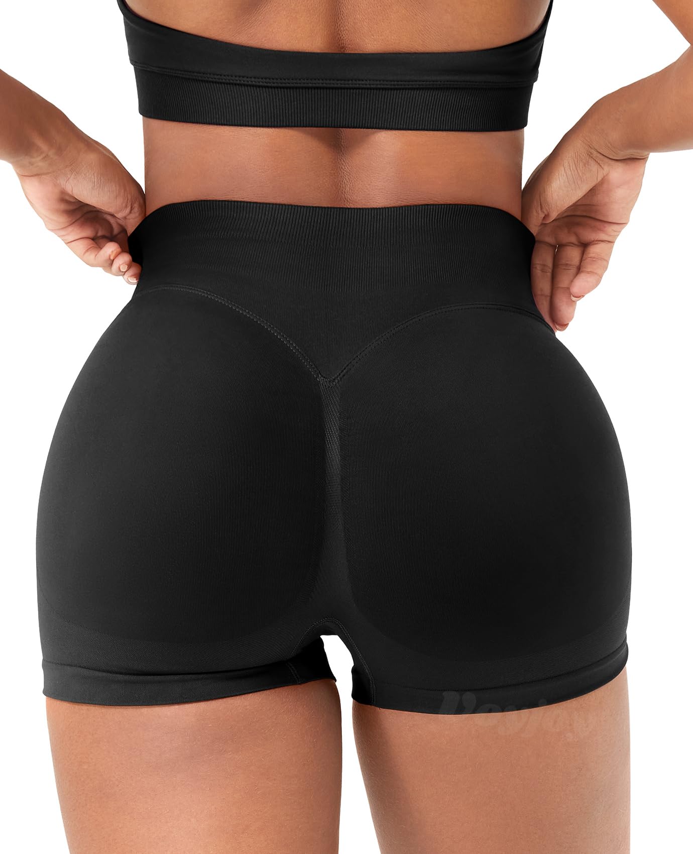 VOYJOY Women Workout Impact Shorts 2.5"/ 3.6"/ 4.5"/ 6" Scrunch Butt Lifting Gym Seamless Booty Biker Shorts Black