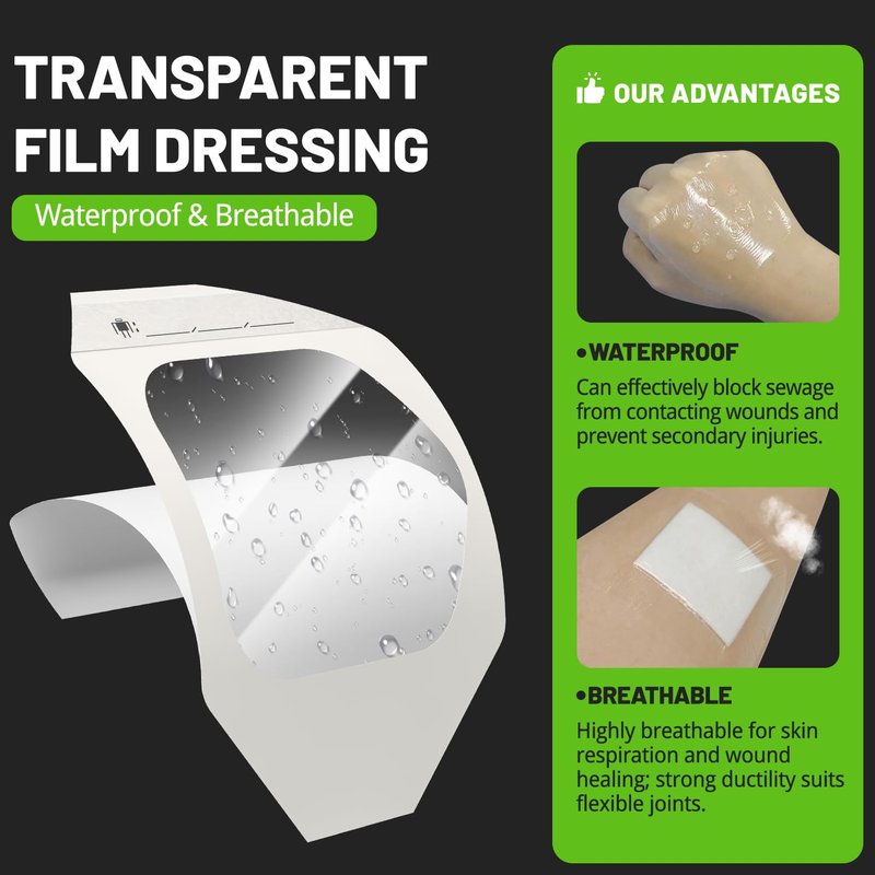 Hysimedy Transparent Film Dressing 2.3x2.7 inch 50 Packs Waterproof Clear Bandages for Swimming, Showering, Post Surgical, IV Shield, Tattoo Aftercare Bandages Shower Shield Wound Cover