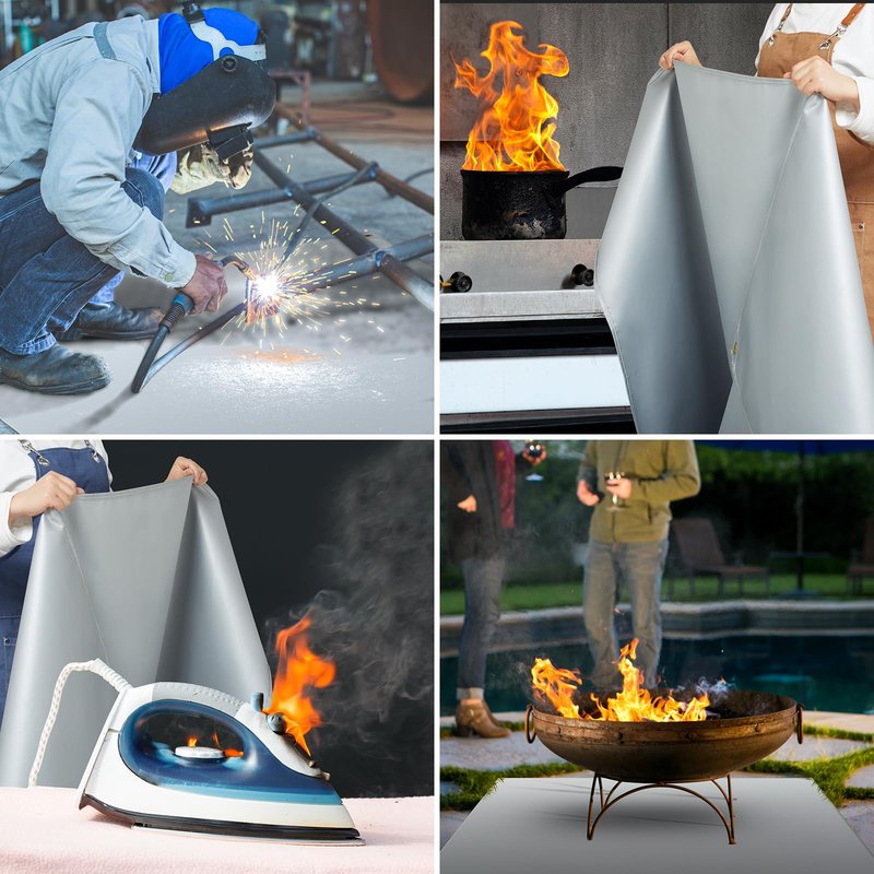 FLASLD Fireproof Lithium Battery Cover, Fastest & Simplest Way to Isolate and Extinguish Small Fires, Fire Blanket for E-Scooter and E-Bike (118×118 inch - Grey)