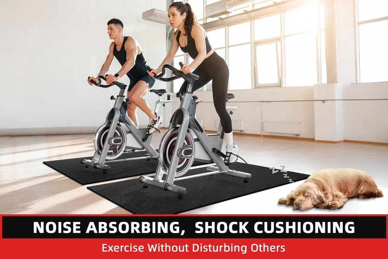Treadmill Mat, 7'x3'/6'x3'/6'x2.5'/5.6'x2'/4'x2', 6mm Thick Exercise Equipment Gym Mat for Hardwood FloorCarpet, Compatible with Peloton Bike, Indoor Spin Bike, Elliptical