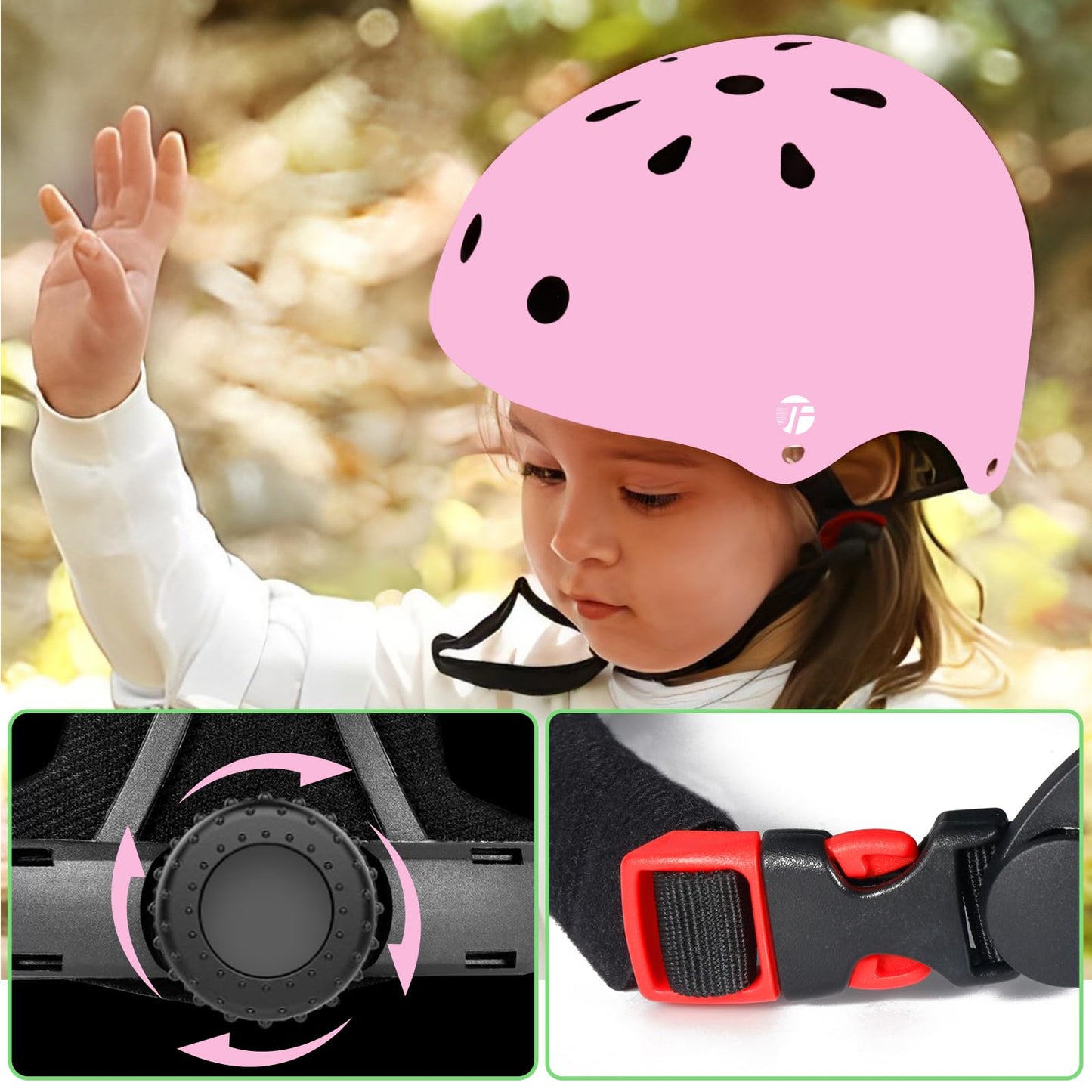 JeeFree Adjustable Gradient Color Skateboard Helmet for 3-5-8-14+Ages【Toddler Kids Youth Adult】 Girls Boys Woman.Bike Helmet for Multi-Sports Cycling Bicycle Scooter Inline Roller Skate Rollerblading
