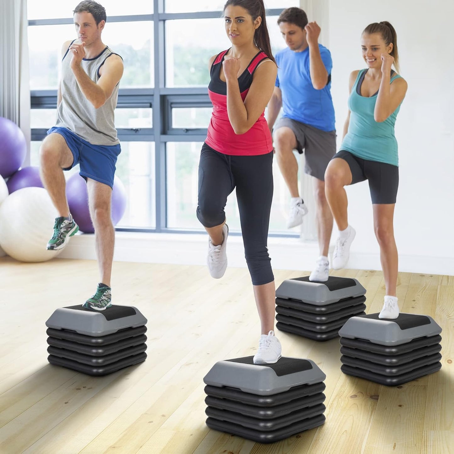 16 Inch Aerobic Step Platform - Adjustable Mini Exercise Stepper for Home Gym | Cardio Strength Training with 4 Risers