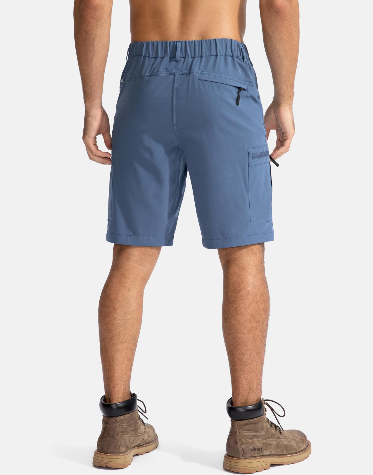 Pudolla Men's Hiking Cargo Shorts 9" Lightweight Outdoor Work Shorts for Men Travel Golf Camping Casual with 5 Zipper Pockets(Blue XX-Large)