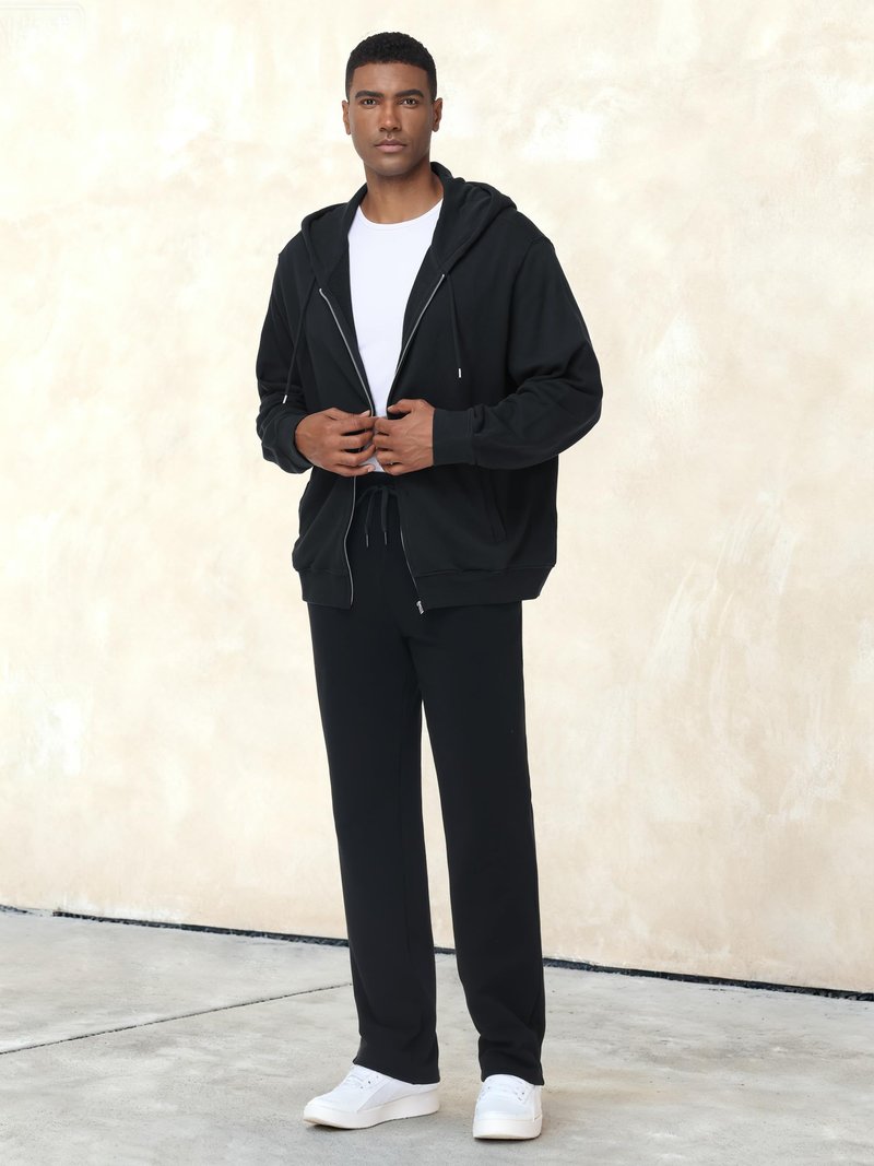 SEVEGO Tall Mens 34"/36"/38" Inseam Fleece Lined Winter Sweatpants Zipper Pocket Warm Extra Long Joggers Workout Pants,Black,L