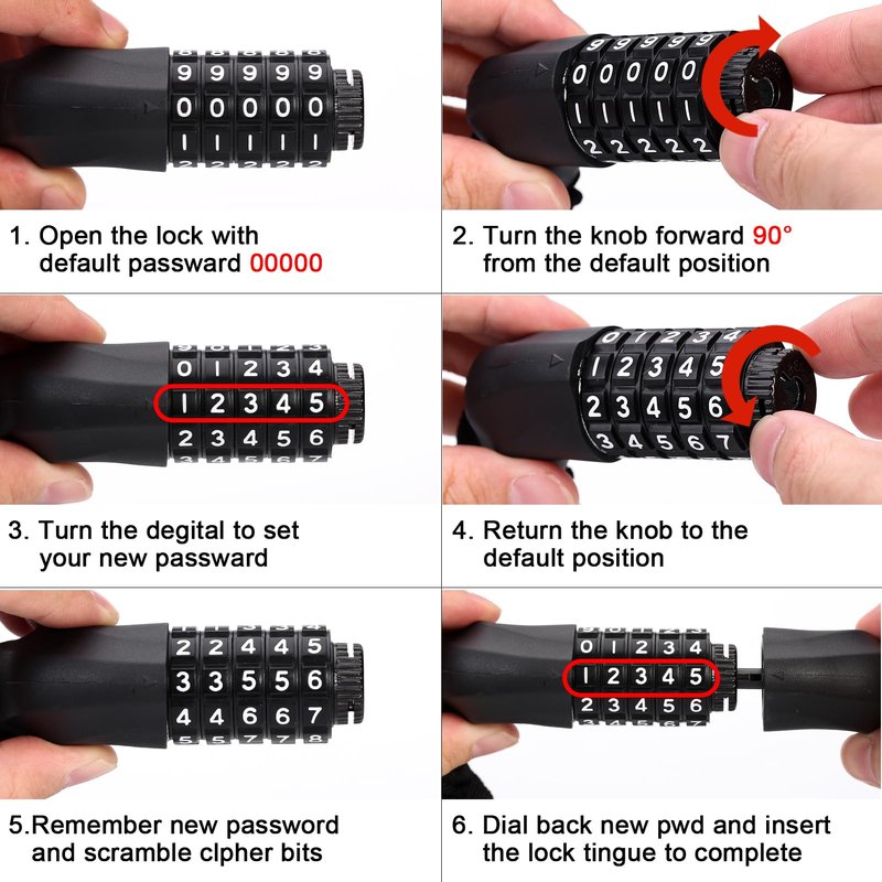 MEETLOCKS Bike Chain Lock,3.2 Feet Blue 5 Digit Combination High Security Anti Theft Lock,Heavy Duty Resettable Keyless Bicycle Lock for Bicycle Scooter Motorcycle Door Gate