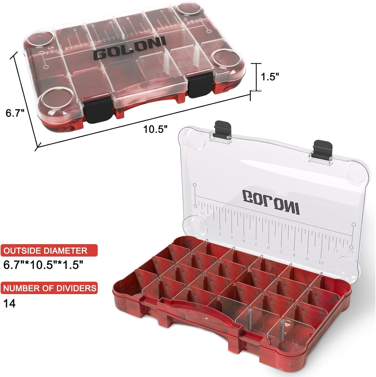 Goloni Fishing Tackle Box - Clear Plastic Storage Organizer with Removable Dividers | 3600 Tackle Trays, 4 Pack