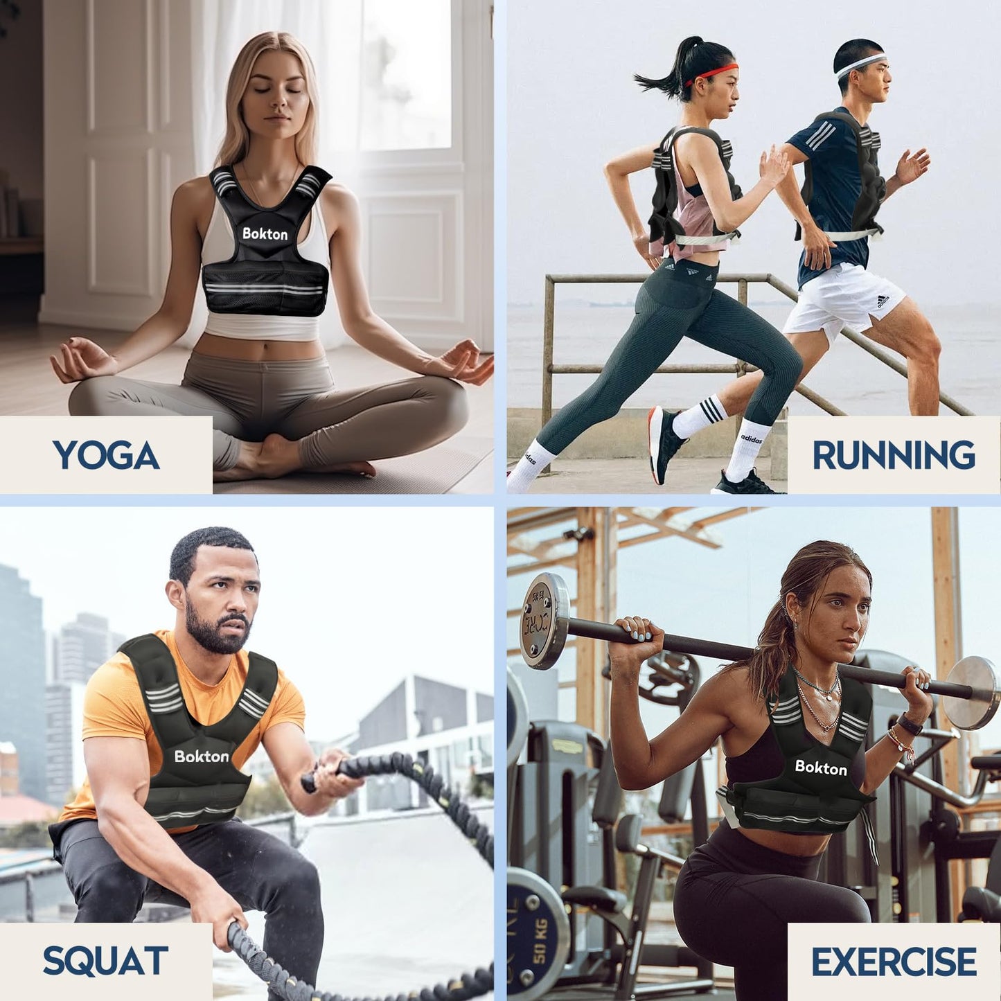 Weighted Vest for Men and Women, 4-10lb/9-18lb Vest with 6 Ironsand Weights for Home Workouts, Adjustable Body Weight Vest Exercise Set for Strength Training, running, walking, Cardio