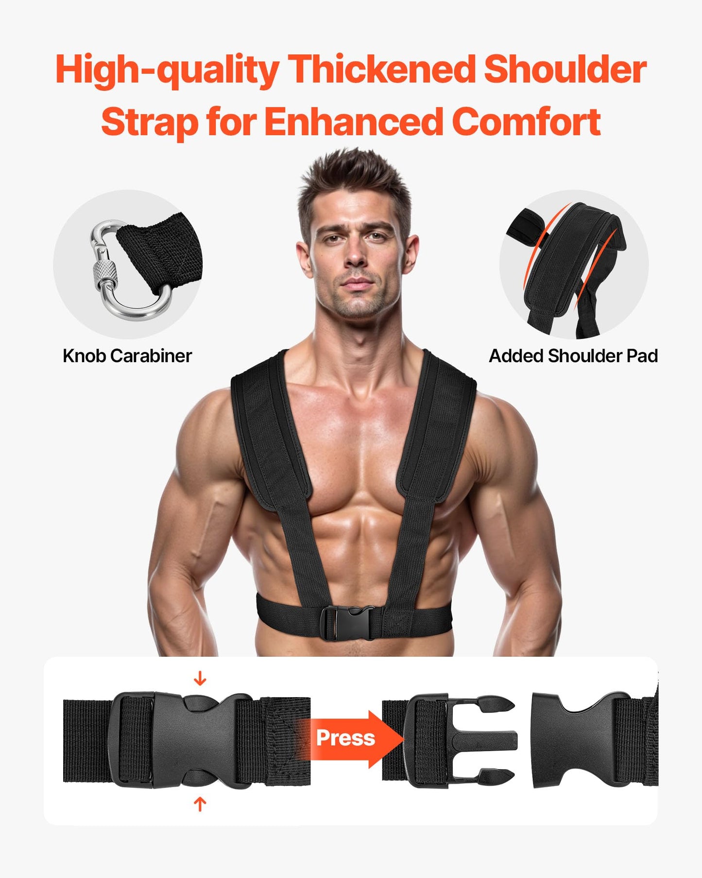 VEVOR Weight Sled, Steel Power Sled, Fitness Strength Training Pull Push Running Sled, Fitness Workout Sled Push Gym Equipment, Steel Power Sled with Harness, Compatible 1/2 in Weight Plates, Black
