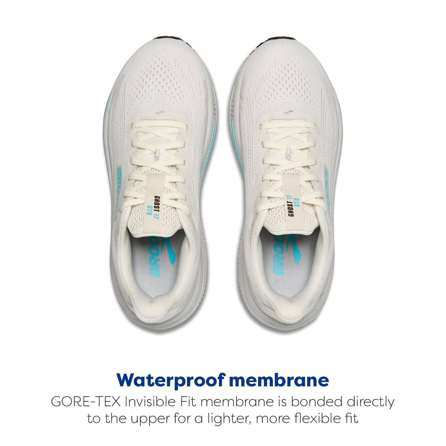 Brooks Women’s Ghost 17 GTX Waterproof Supportive Running & Walking Shoe - Coconut/Oyster/Blue - 7.5 Medium