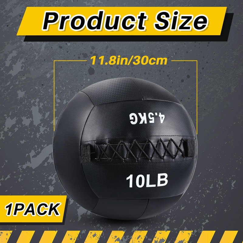 Lunmon 1 Pcs Soft Wall Medicine Ball for Exercise Fitness Slam Weighted Med Ball with Non Slip Grip for Slamming Workout Strength Conditioning Core Training Lunge and Partner Toss (10 Lbs)