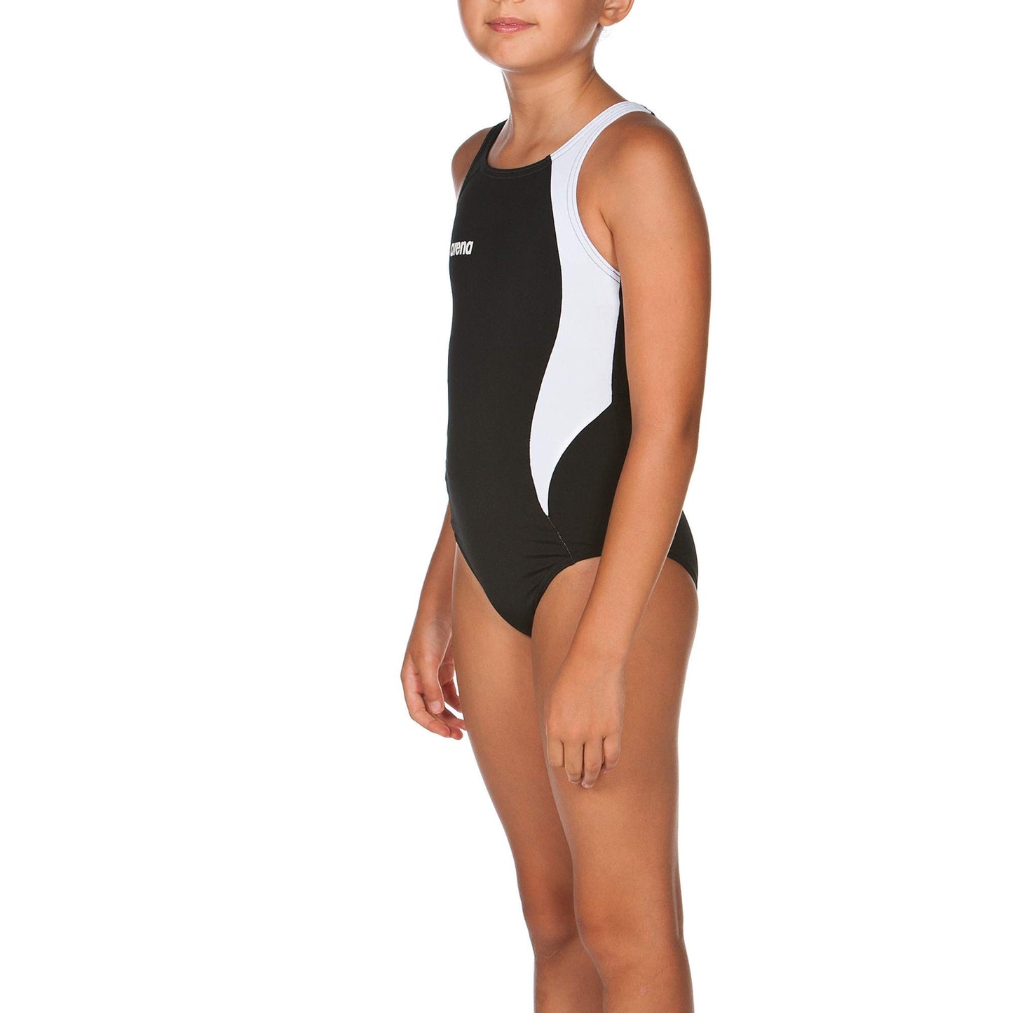 ARENA Girls Directus One Piece Swim Suit, Black/Asphalt/White, Size 24