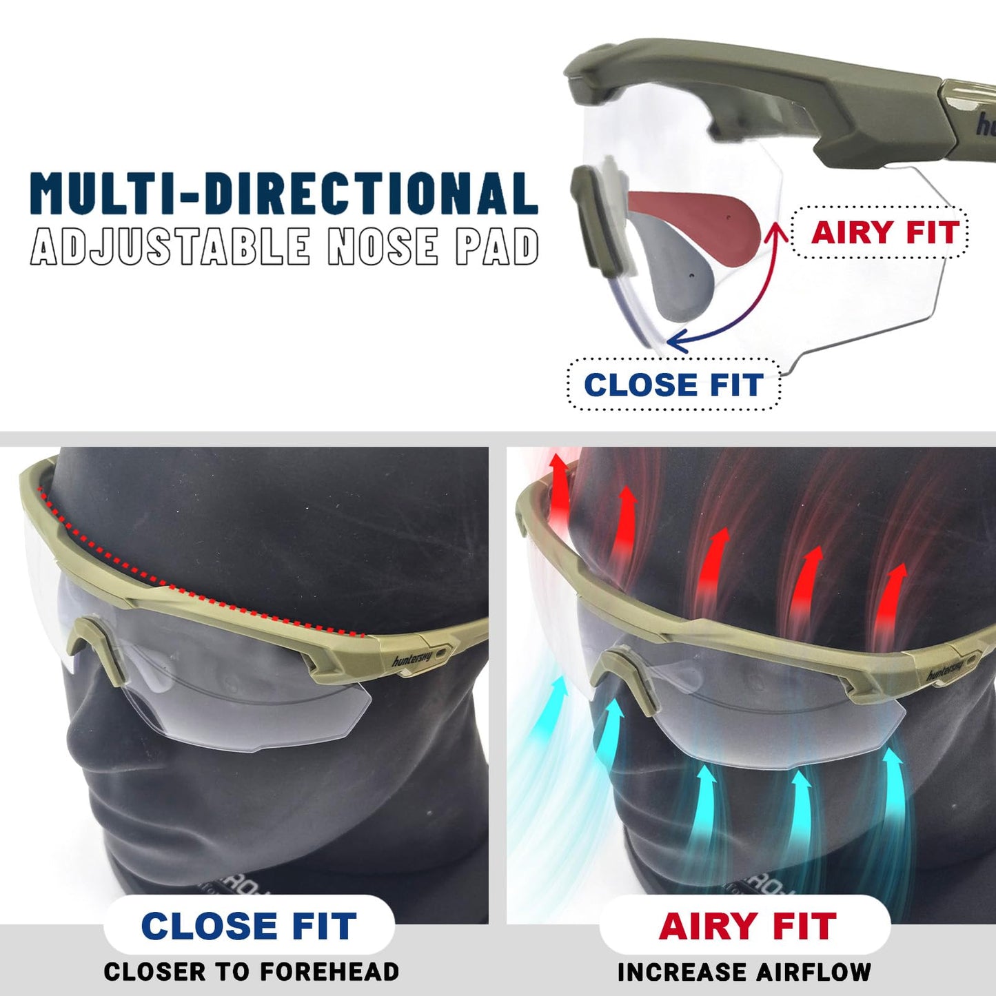 HTS HUNTERSKY S57 2 Pack Clear Lens Ballistic Tactical Shooting Glasses ANSI Z87+ UV400 Anti-Fog Eyewear for Airsoft Range Security and Outdoor Sports, for Men and Women