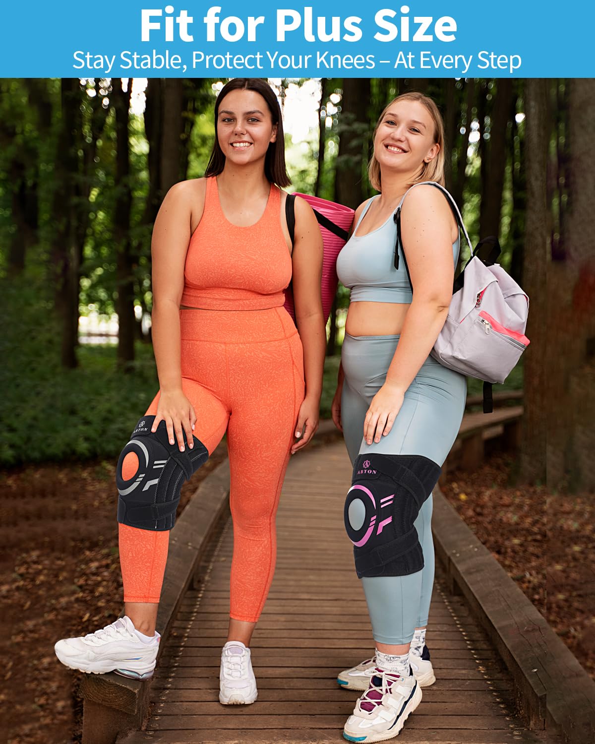 ABYON Knee Brace for Men & Women - Adjustable Knee Support for Meniscus Tear ACL, MCL & Arthritis -Neoprene Patella Stability Wrap with Dual Side Spring Stabilizers & Patella Gel Pad for Pain Relief & Injury Recovery – See How to Size Video Before Orderin