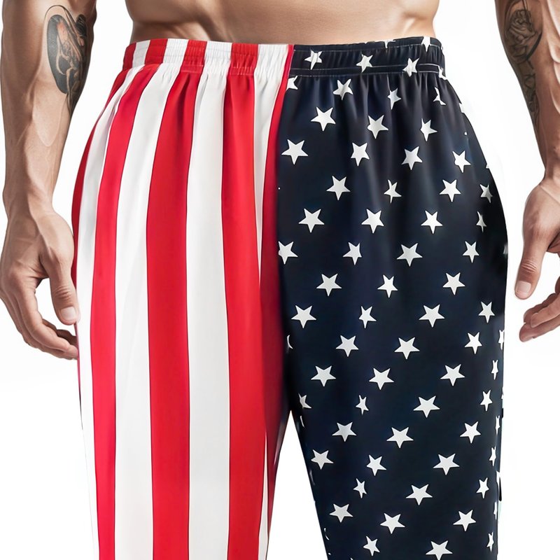 KARAZZO American Flag Joggers - Men's & Women's 4th of July Long Pants with Pockets for Casual Wear (US, Alpha, Medium, Regular, Blue)