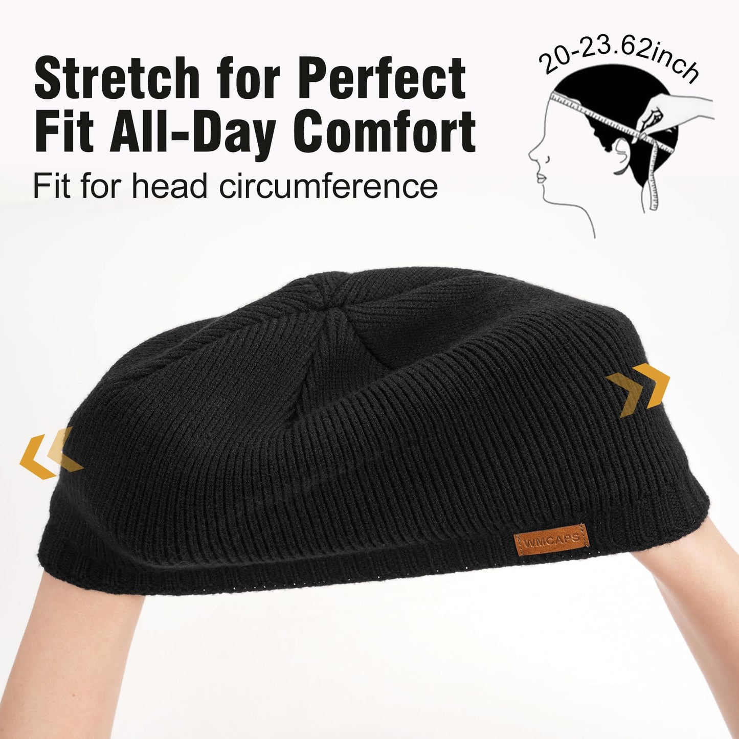 Wmcaps Warm Fleece Lined Beanie, Soft Knit Winter Hat Ski Stocking Skull Caps for Men Women Black
