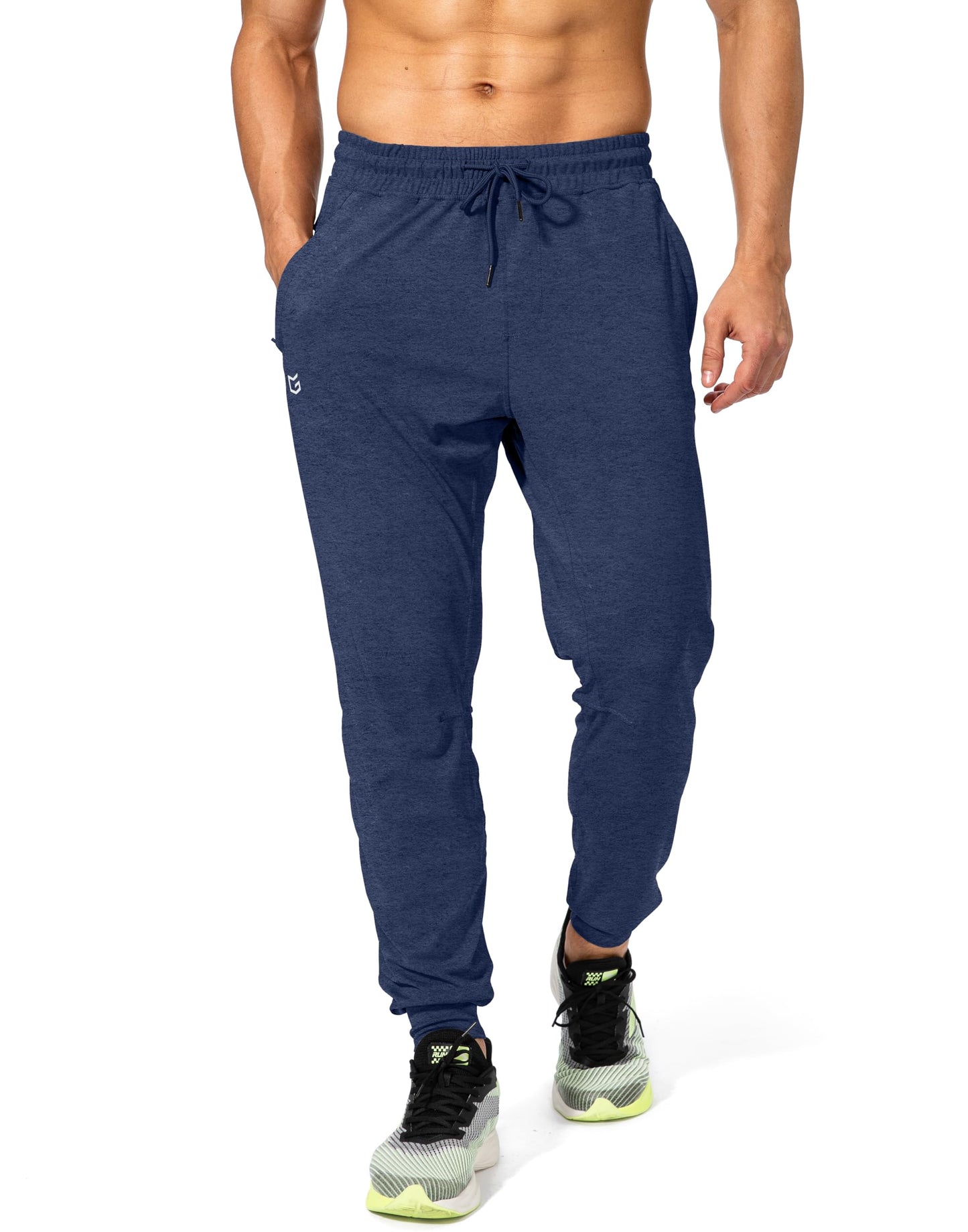 G Gradual Men's Sweatpants with Zipper Pockets Athletic Pants Traning Track Pants Joggers for Men Soccer, Running, Workout(Heathered Academy Blue,XXL)
