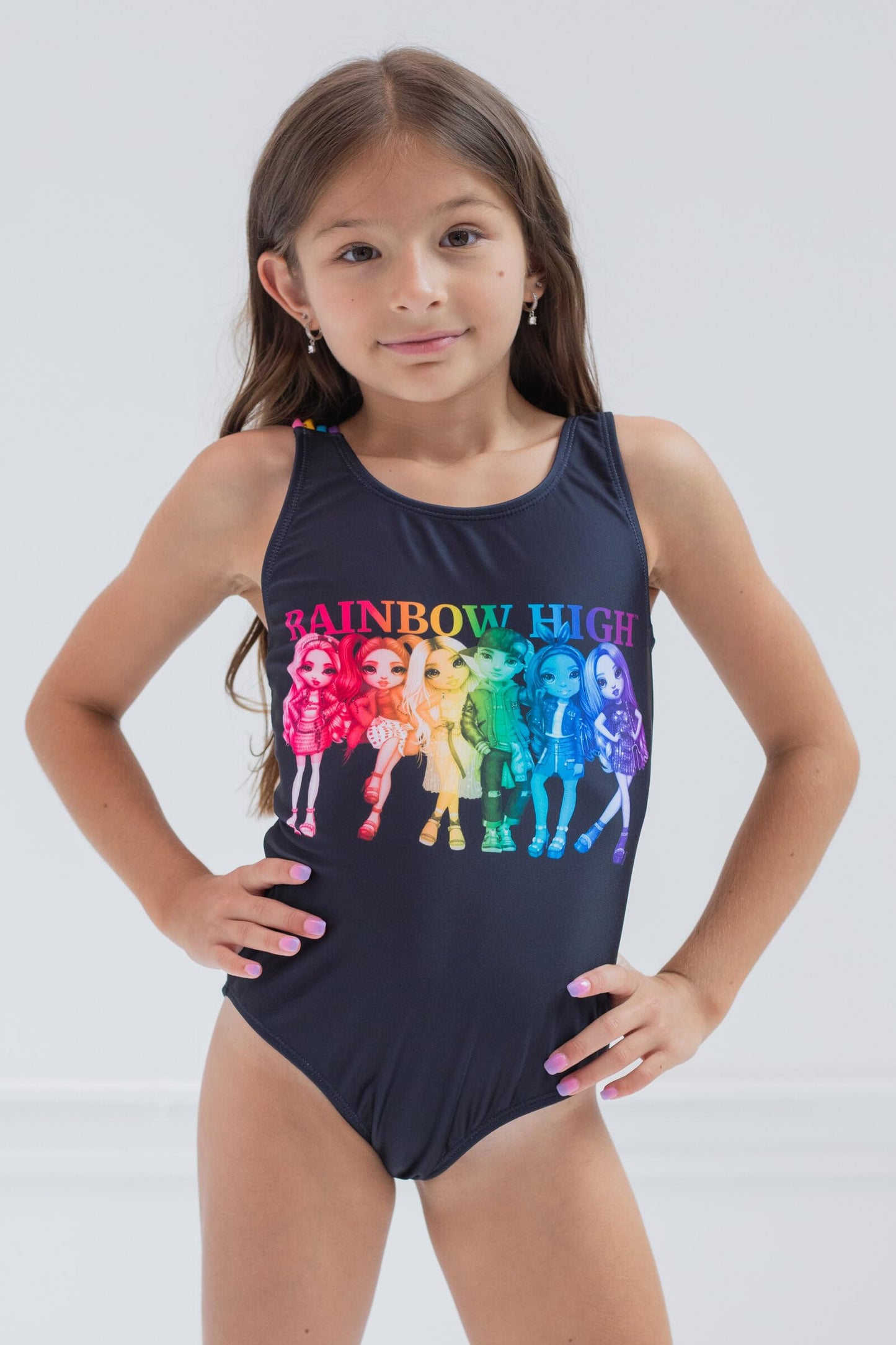 Rainbow High Avery Styles Karma Krystal Bailey Little Girls One Piece Bathing Suit Black 5