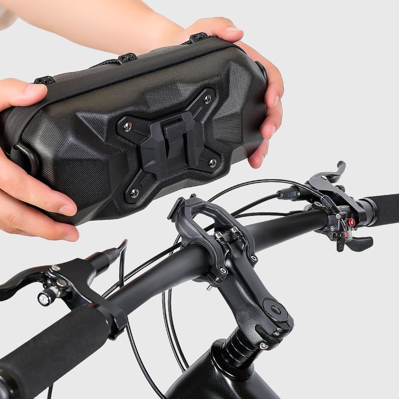 WILD MAN Quick Release 2L Hard Shell Waterproof Scooter Storage Bag for Kick Scooters Folding Bike Self Balancing Scooters Bike Kick Board Handlebar Bag MTB(XT17,Black)