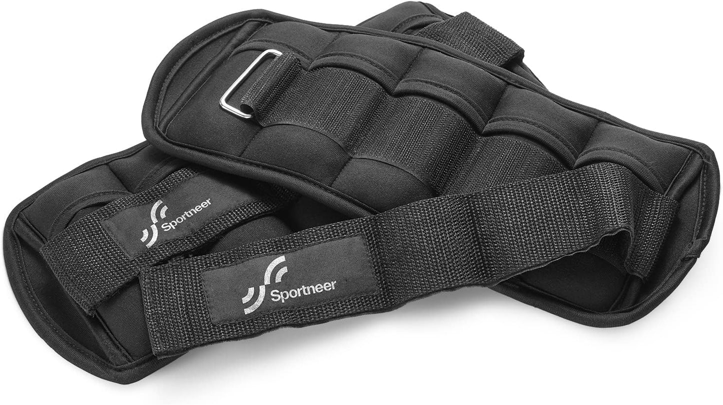 Adjustable Ankle Weights Set - 1 Pair (2-10 lbs) Neoprene Leg Weights for Walking, Running & Yoga