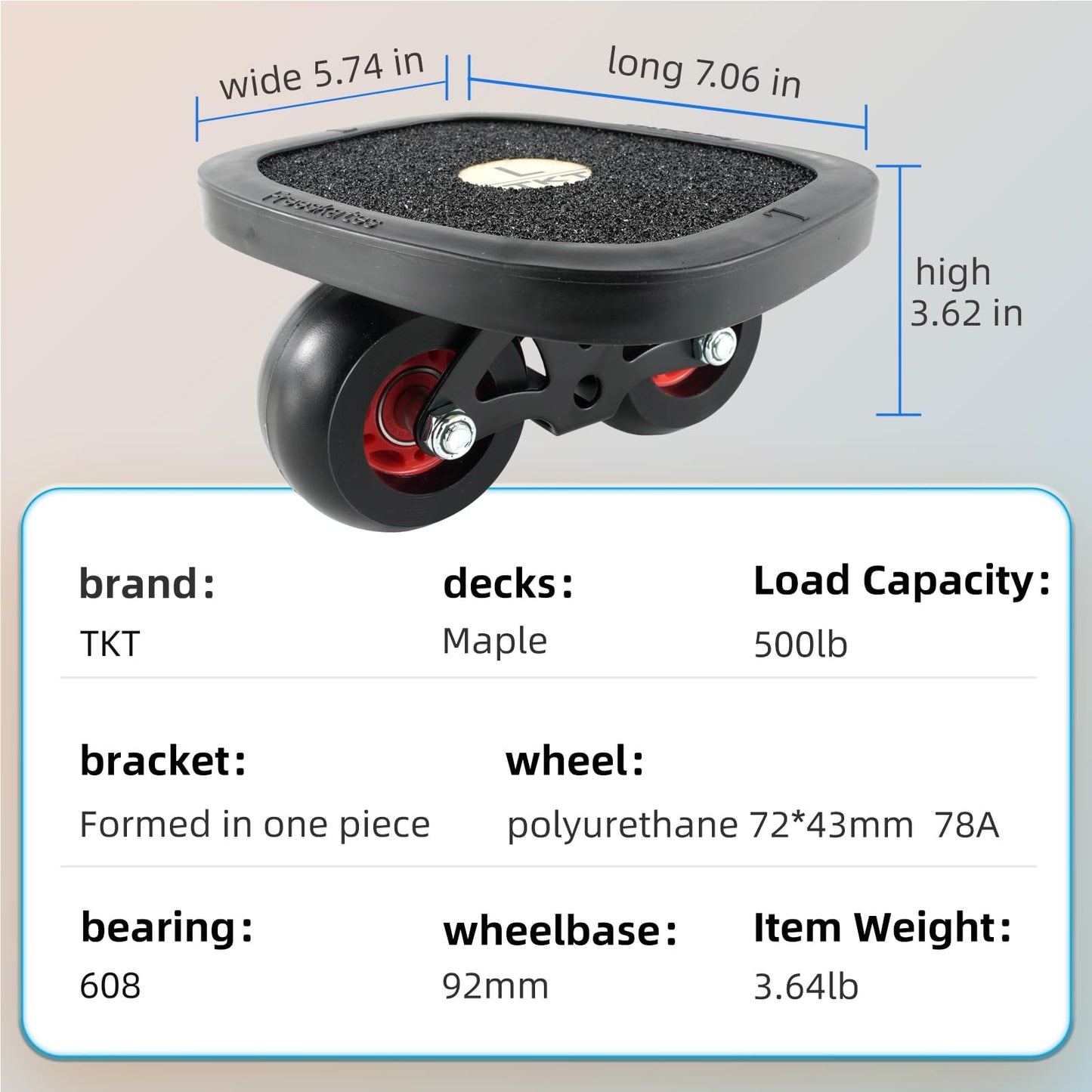 TKT Beginner Portable Roller Road Drift Skates Plate with Cool Maple Deck Anti-Slip Board Split Skateboard（Black）