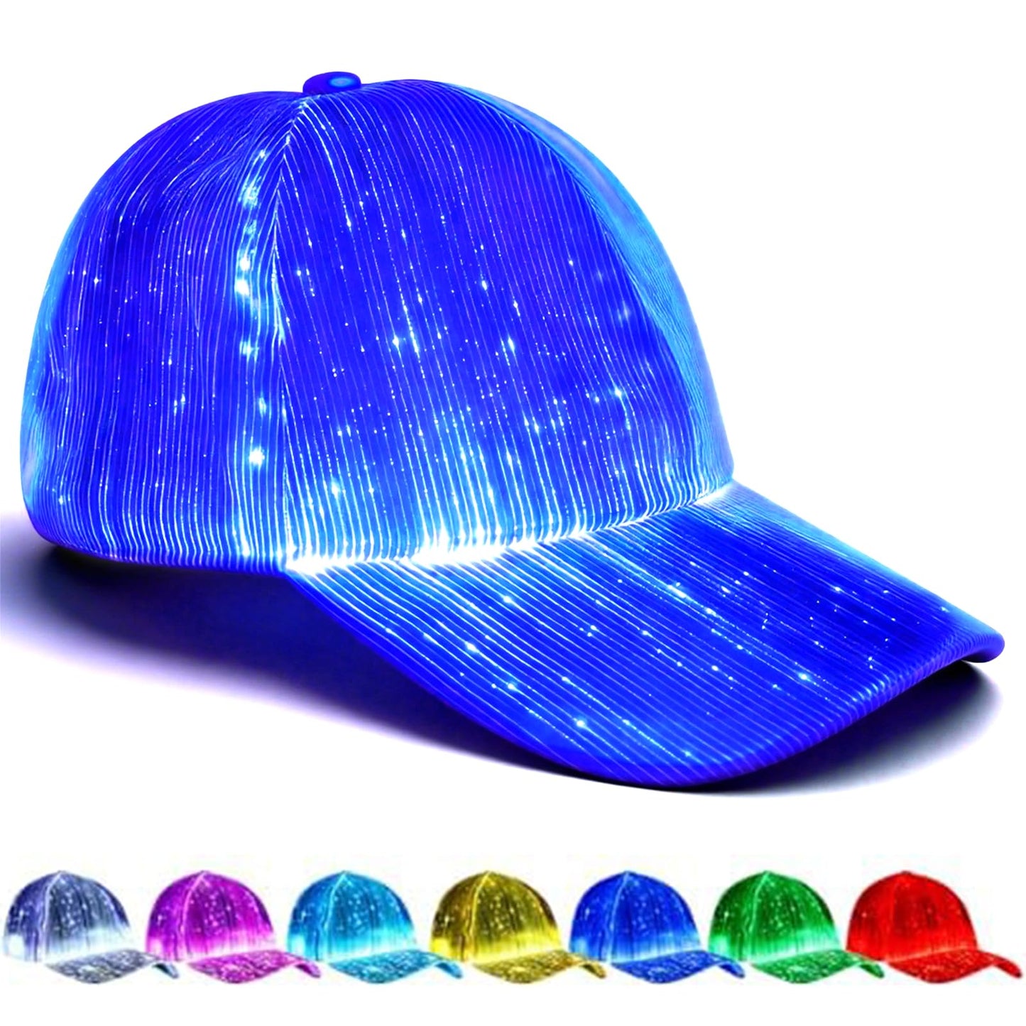 YouRfocus LED Hat Light Up Baseball Cap - USB Rechargeable Glow in The Dark Party Flashing Fiber Rave Hat with 7 Colors 5 Flashing Modes (White)