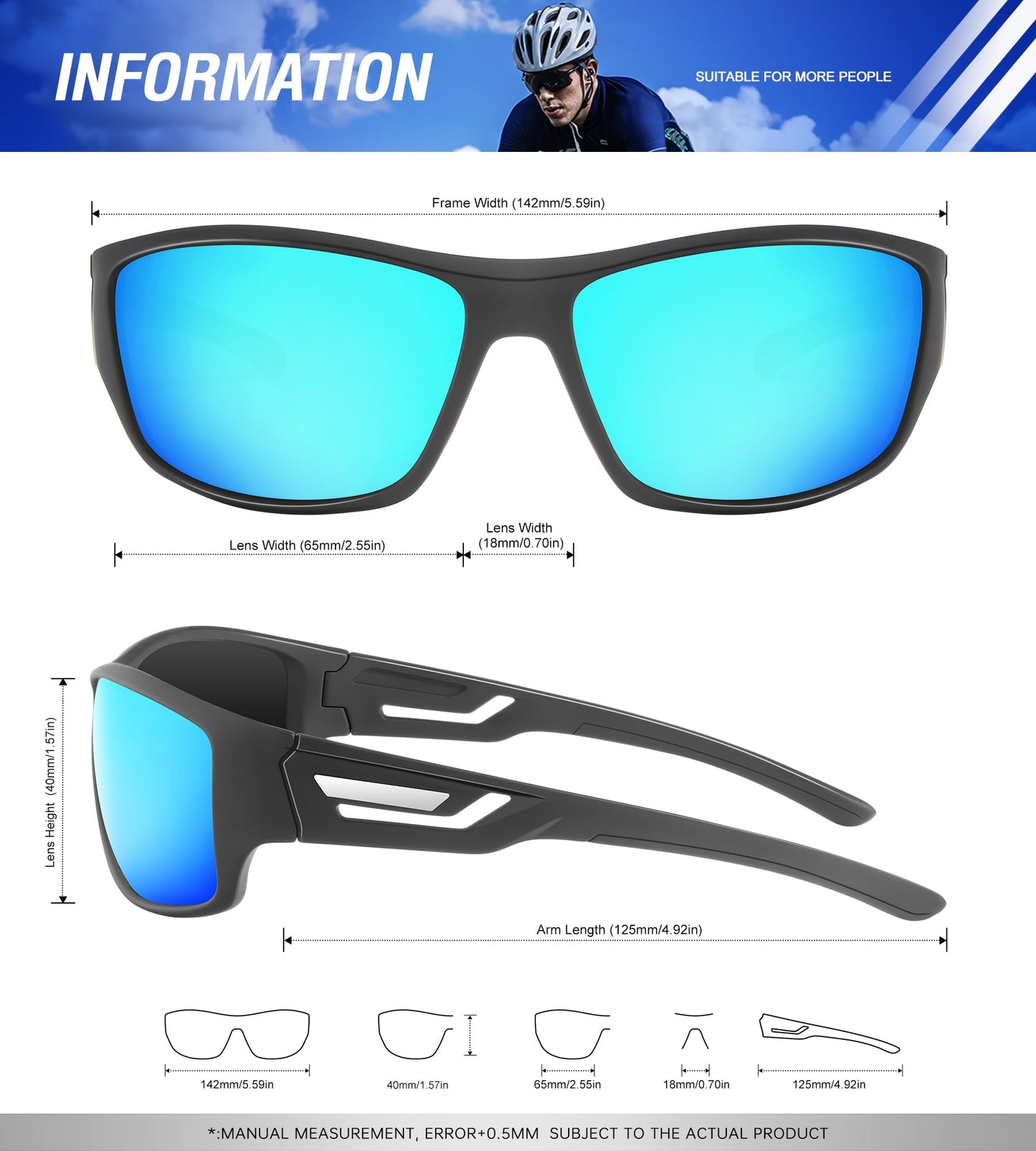 KALIYADI Sunglasses-Men Polarized Sports Sun-glasses: Mens Sunglasses Polarized UV Protection Driving Running Cycling Outdoor