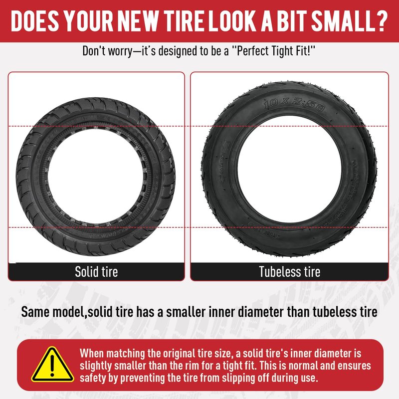 60/70-6.5 Scooter Tire,10x2.50 Solid Rubber Tire 10 inch Scooter Tires Replacement for Ninebot G30 Max / G30D Front or Rear 2 PCS
