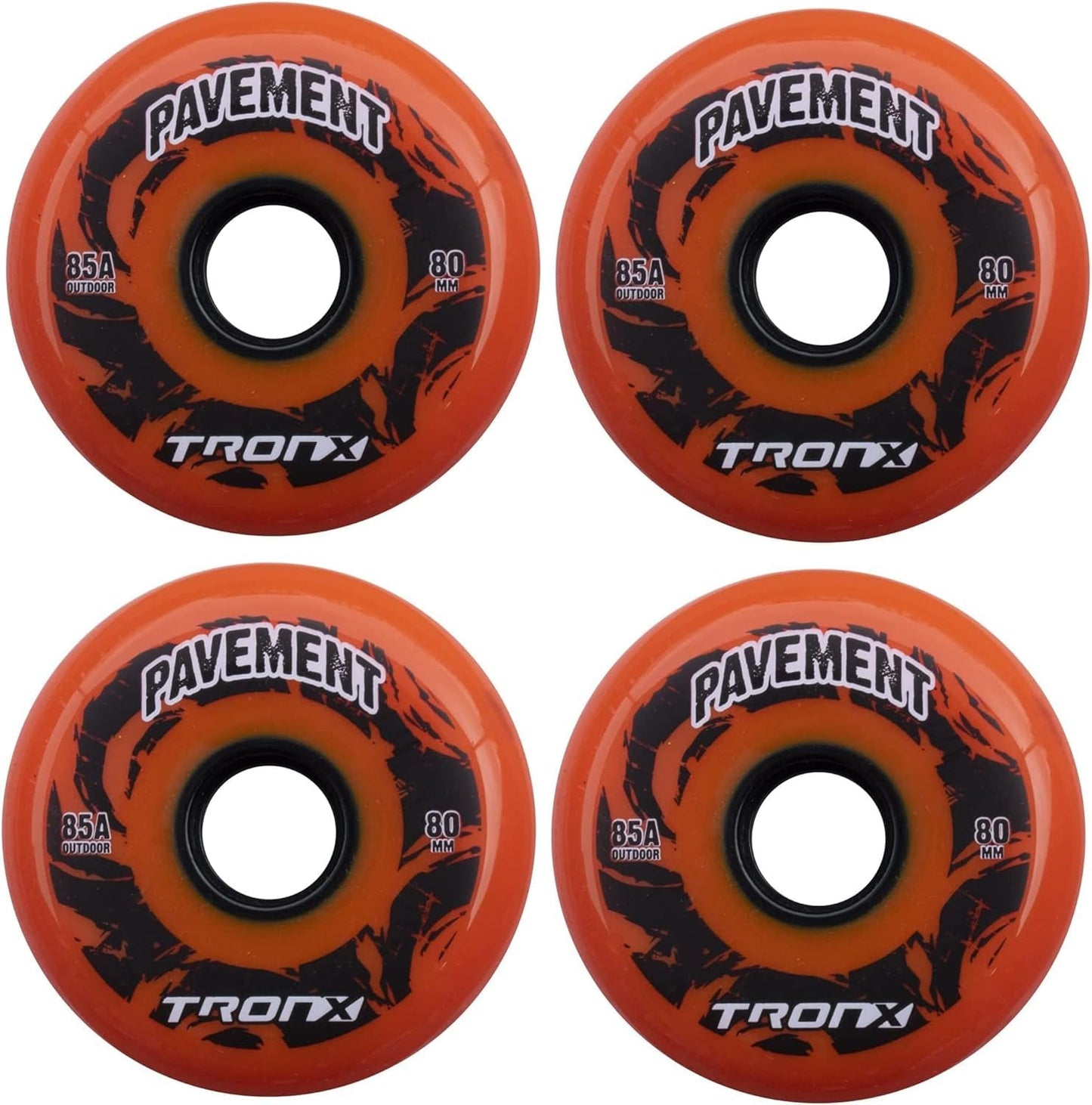 TronX Outdoor Asphalt Pavement 85A Inline Roller Hockey Wheels 4 Pack | 59mm, 68mm, 72mm, 76mm, 80mm Sizes Hi-Lo (59mm)