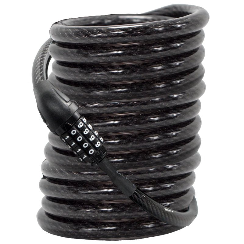 Lumintrail Long Coiled Bike Cable Lock 3/8 Inch (4, 6, 10, 15, 30ft), Weatherproof Locks for Kayak, Bike, Scooter, Paddleboard, Outdoor Equipment, Resettable Combination Lock Anti Theft Protection