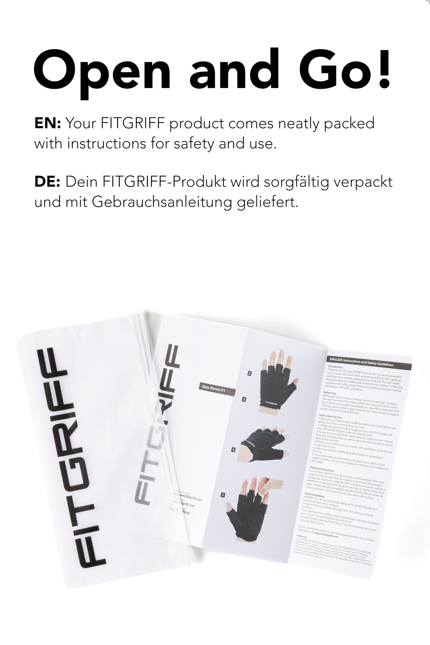 Fitgriff® Workout Gloves (Padded) for Men & Women - Fingerless Gym Gloves for Weight Lifting, Training - Full Palm Protection (Black, Size 5)