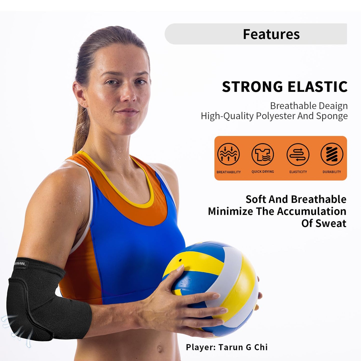 Peabownn Volleyball Elbow Pads Youth 2XS-XL - Kids Teens Elbow Protector with Thicken Sponge Breathable Padding Volleyball Dancing Skating Football arm pads BLACK-S