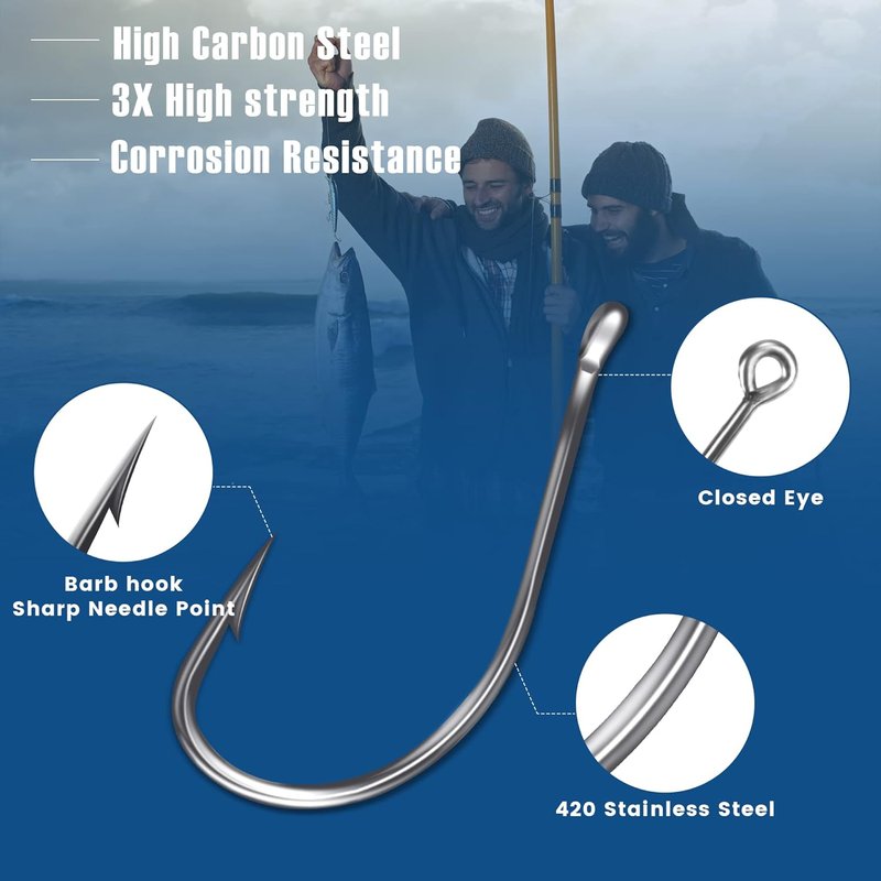 Carbon Steel Fishing Hooks - 500Pcs Circle Hook Assortment for Saltwater & Freshwater Fishing | Ideal for Catfish, Trout, Bass & Octopus