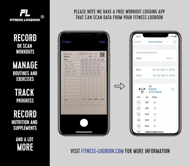 Fitness Logbook - A5 Undated Workout Journal for Men & Women | Durable Plastic Cover & Thick Paper for Tracking Weight Loss, Muscle Gain, Gym Progress