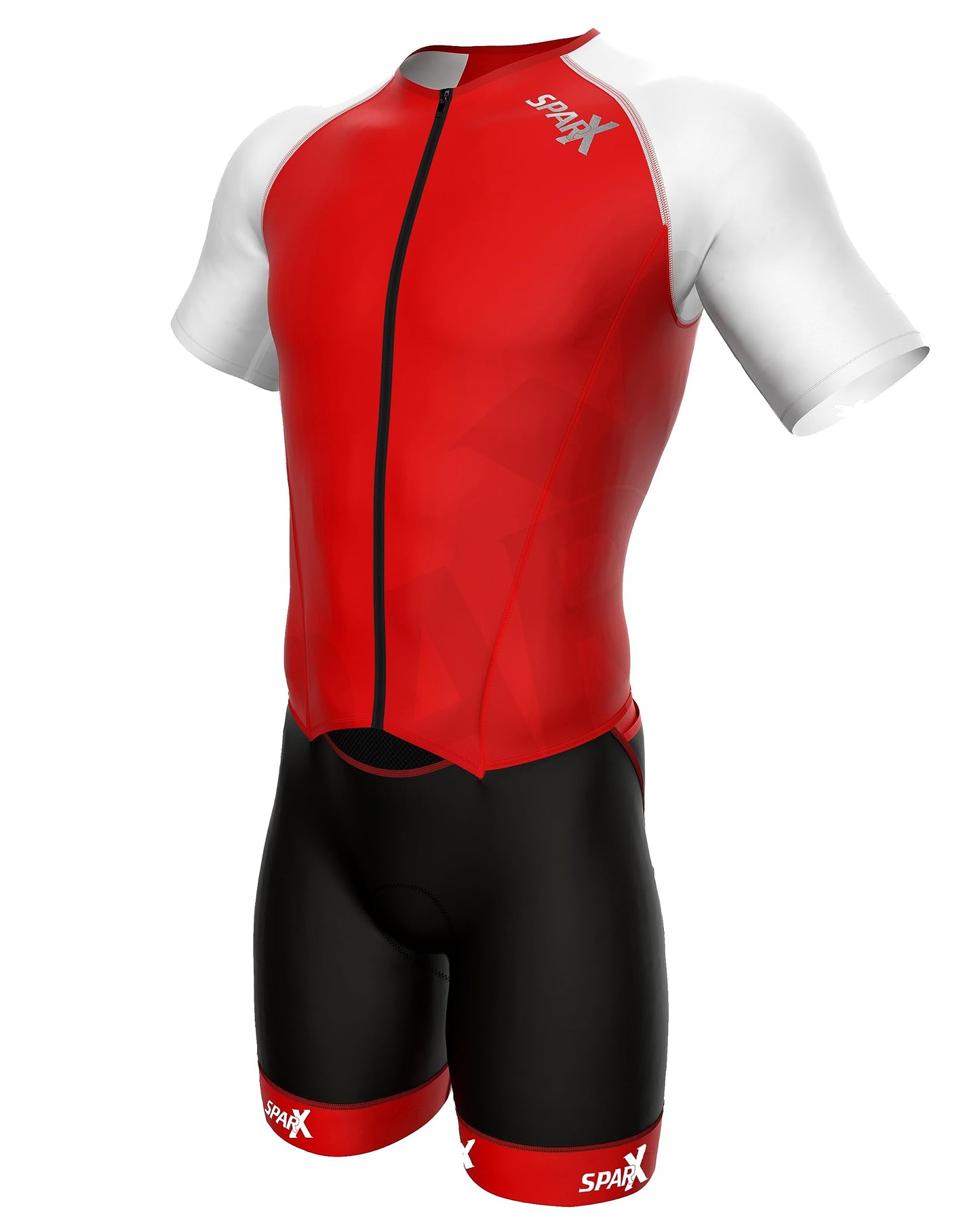 Sparx Mens Elite Aerosuit Triathlon Suit Mens Short Sleeve Tri Suit Skinsuit (Red, 2XL)