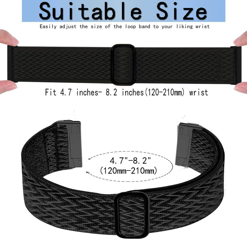 5 Pack Stretchy Band Compatible with Versa 3 Bands/Sense Bands/Versa 4 Bands/Sense 2 Bands Women Men,Soft Elastic Nylon Sport Strap Adjustable Replacement Wristbands for Versa 4/Sense 2 Watch