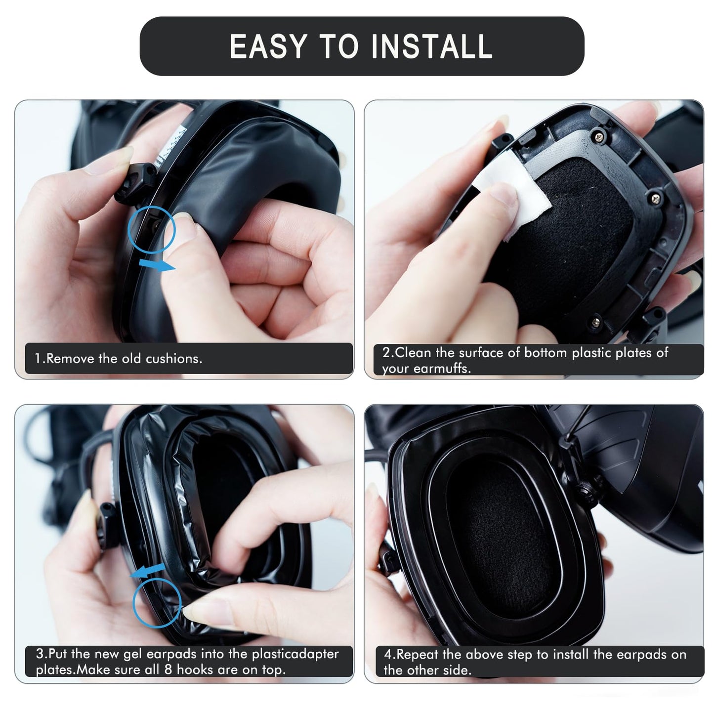 Gel Ear Pads for Howard Leight by Honeywell Impact Sport Pro, Comfortable and Soft Replacement Gel Ear Cups with Silicone Material and Memory Foam
