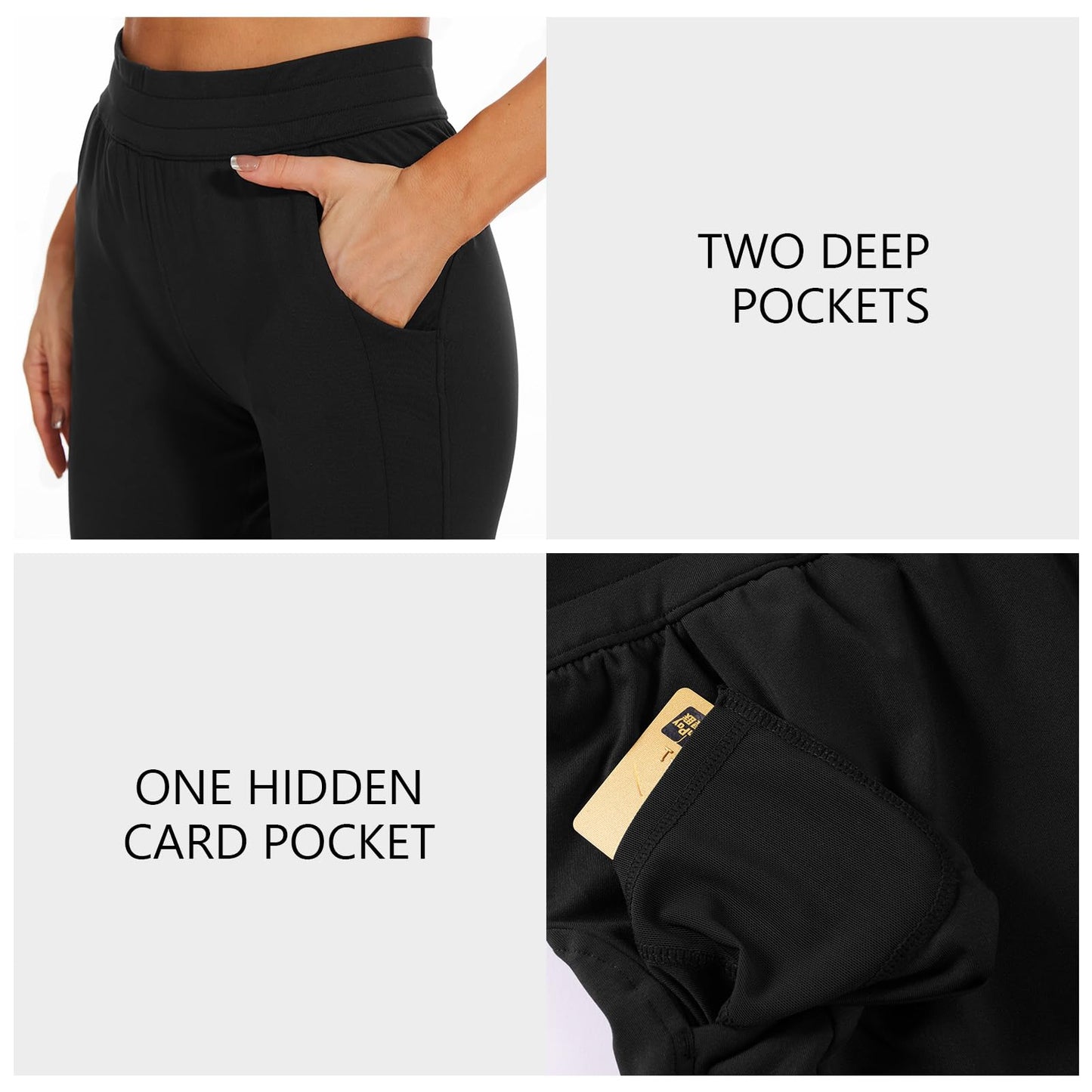 Lightbare Women’s Fleece Lined Joggers Pants Thermal Stretchy Water Resistant Sweatpants with Pockets for Athletic Winter