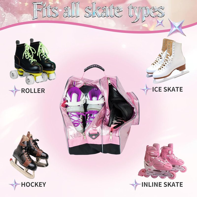 Roller Skate Bag - Stylish Holographic Design | Spacious, Waterproof & Breathable for Inline & Ice Skates